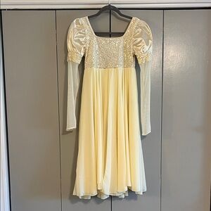 Weissman Gold Sequin Long Sleeve dance Dress